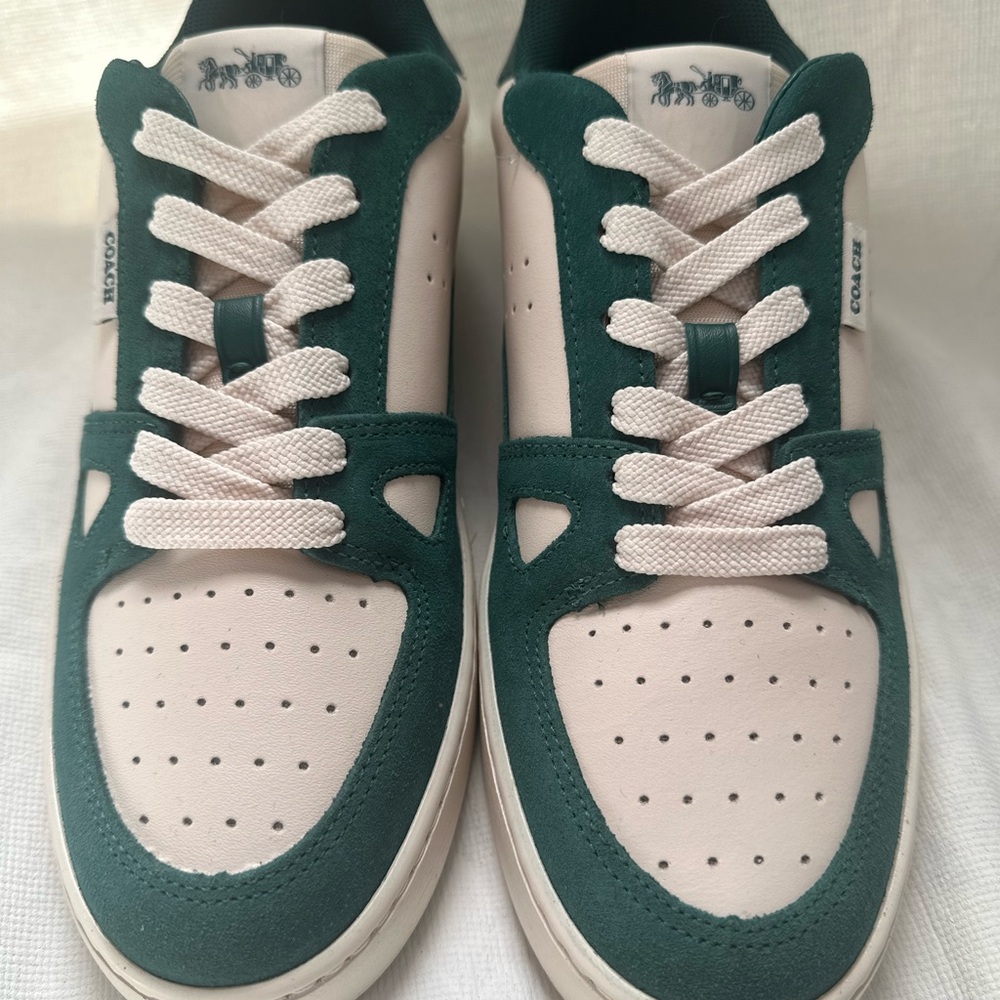SIZE 9 COACH GREEN AND WHITE SNEAKERS